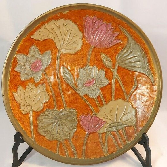 unbranded Accents Vintage Enamel On Brass Flower Cloisonne 8 Plate Made In India Poshmark